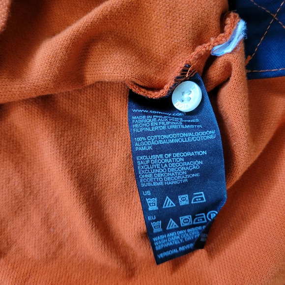 Tommy Hilfiger Navy Orange Embroidered Custom Fit Polo Shirt Size Men's Small - Picture 8 of 8